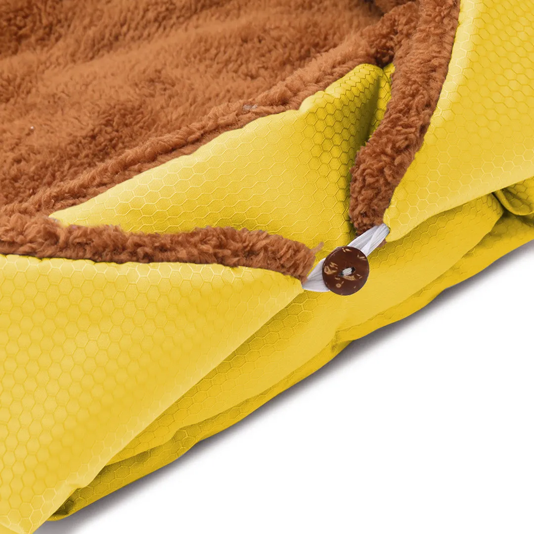 SOGA Yellow Dual-purpose Cushion Nest Cat Dog Bed Warm Plush Kennel Mat Pet Home Travel Essentials