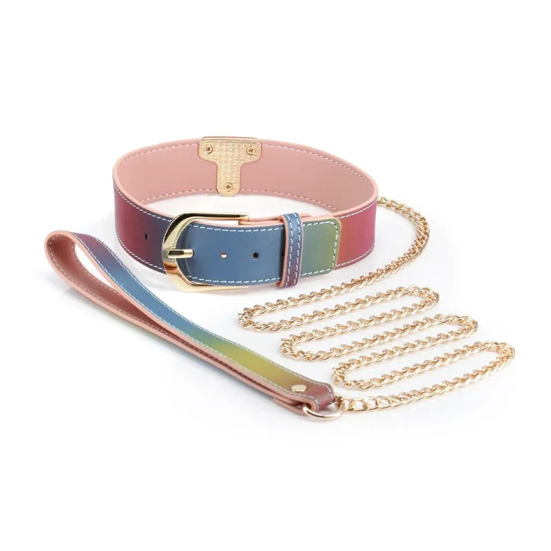 Spectra Bondage - Collar and Leash - Rainbow