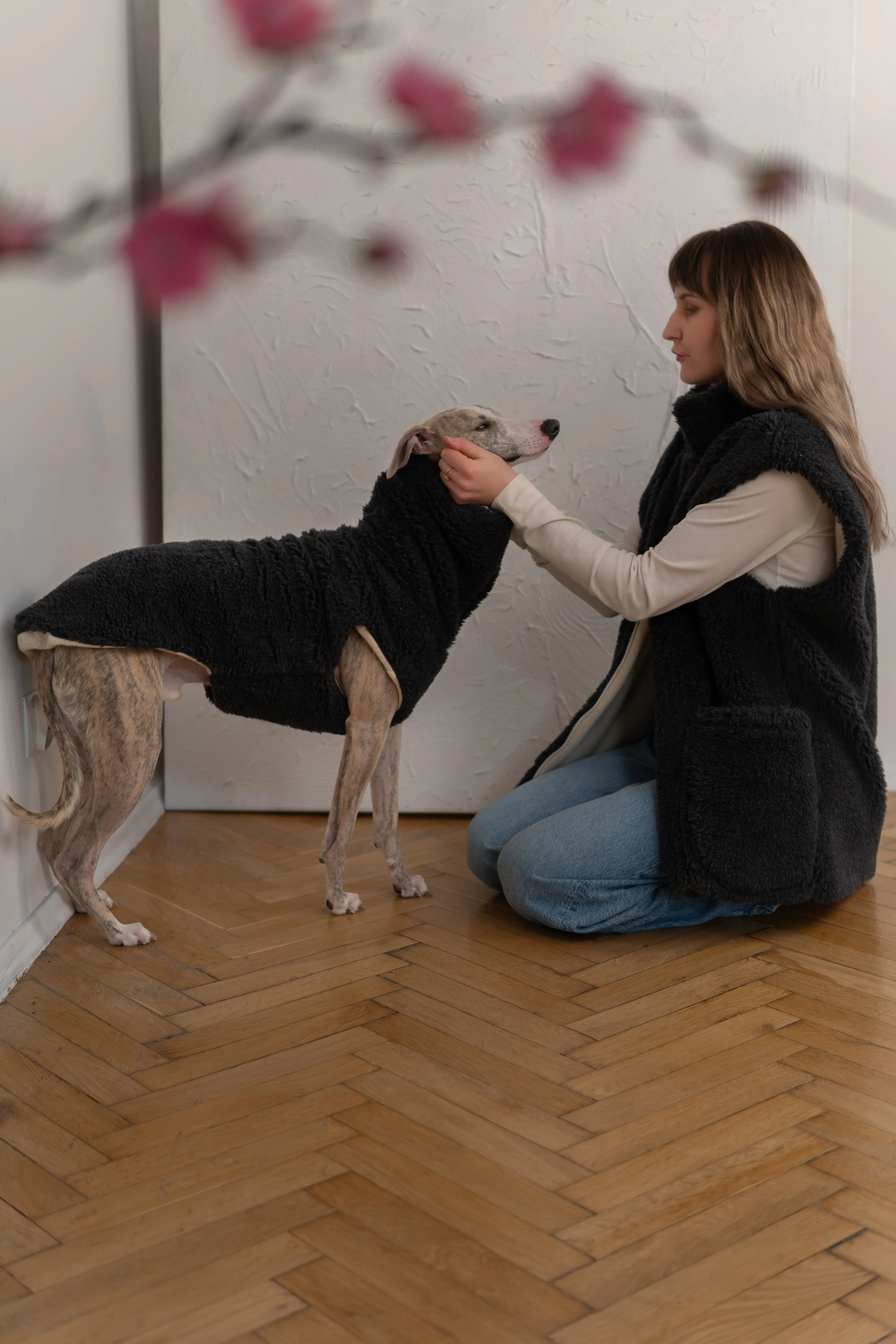 Woolen Dog Vest - Charcoal